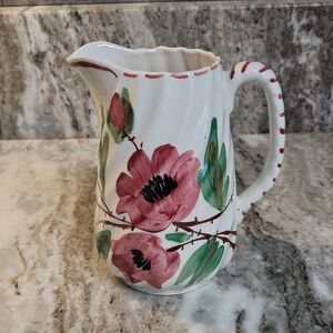 BLUE Ridge Floral Ceramic Pitcher - White with Pink and Green Accents